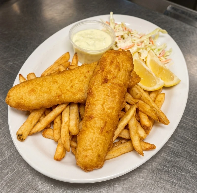 Beer battered fish and chips served in Bonnyville, AB